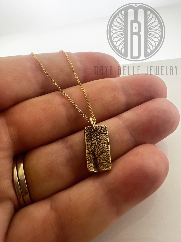 Rectangle bronze and gold dog nose print - Maya Belle Jewelry