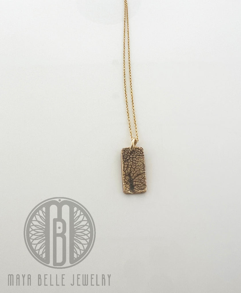 Rectangle bronze and gold dog nose print - Maya Belle Jewelry