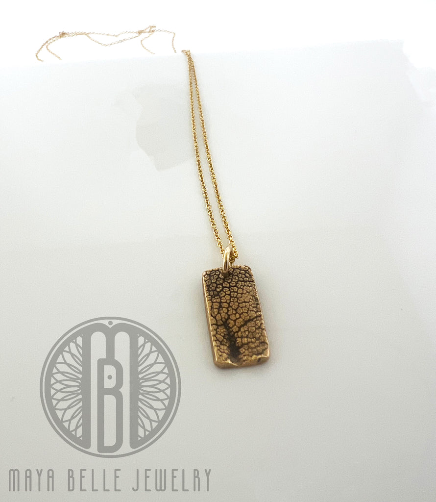 Rectangle bronze and gold dog nose print - Maya Belle Jewelry