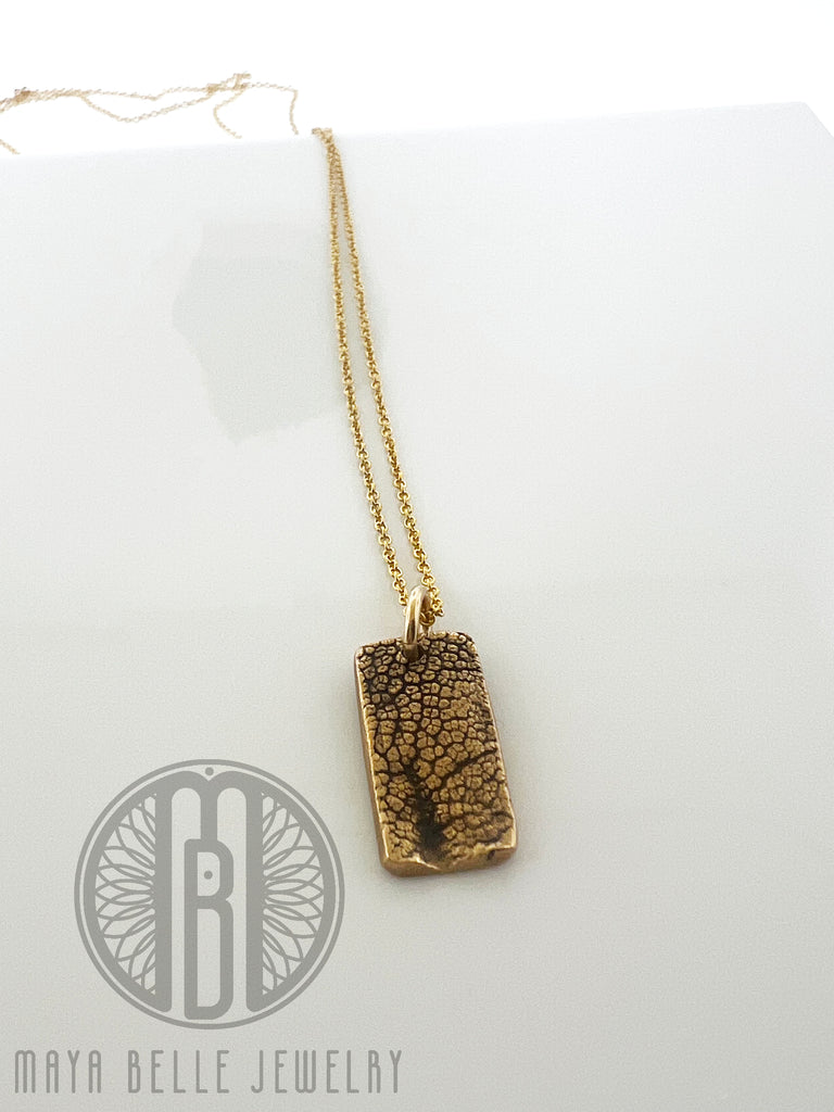 Rectangle bronze and gold dog nose print - Maya Belle Jewelry