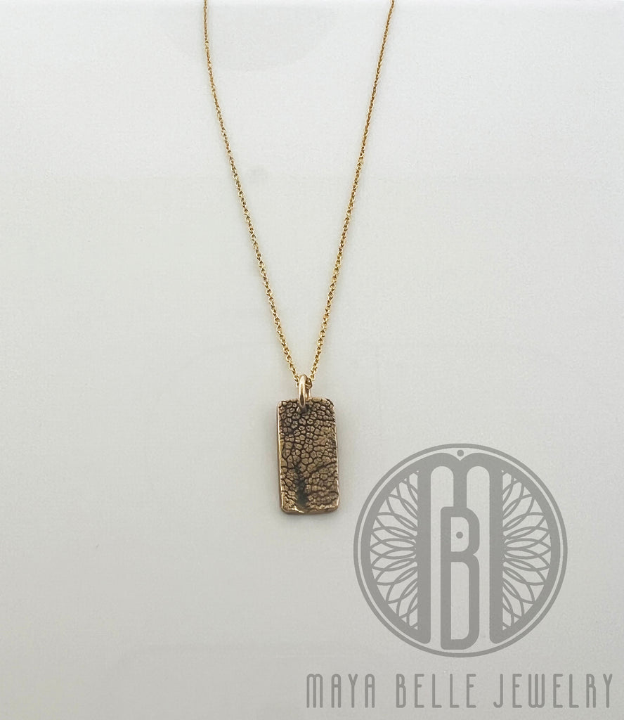 Rectangle bronze and gold dog nose print - Maya Belle Jewelry