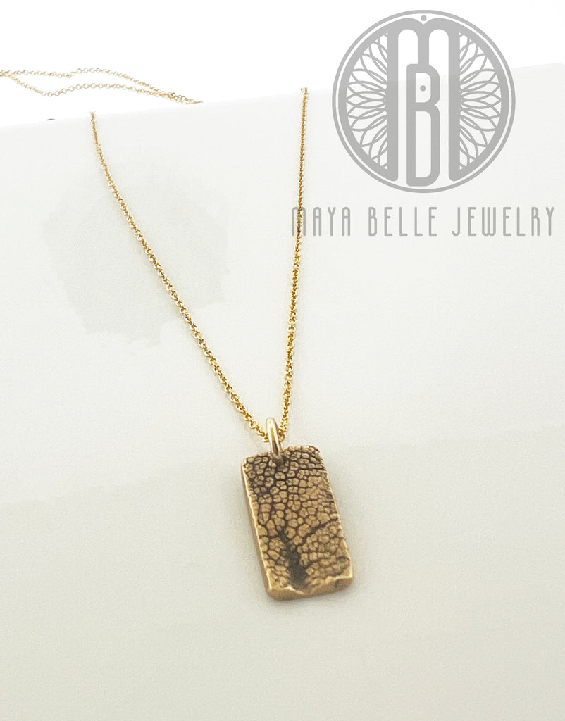 Rectangle bronze and gold dog nose print - Maya Belle Jewelry