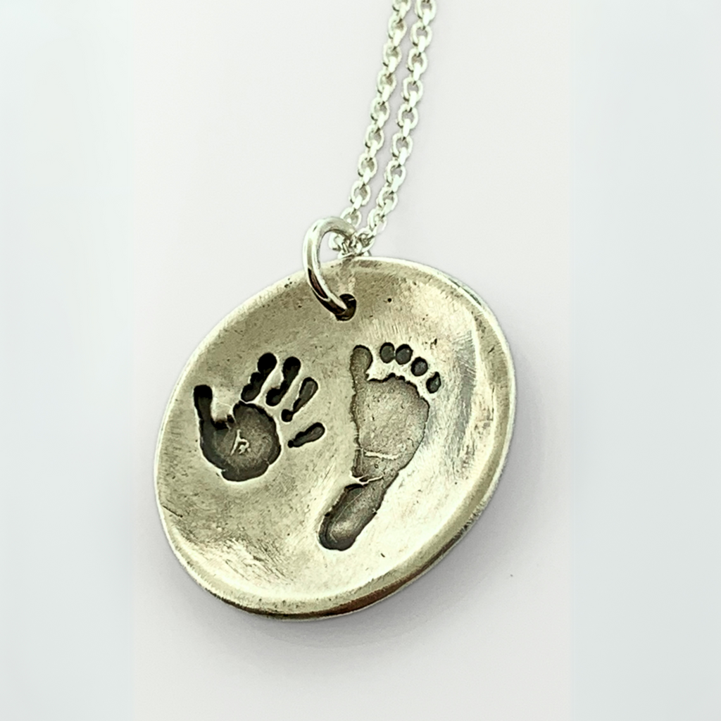 Mandala Baby Hand or Footprint pendant necklace - Maya Belle Jewelry