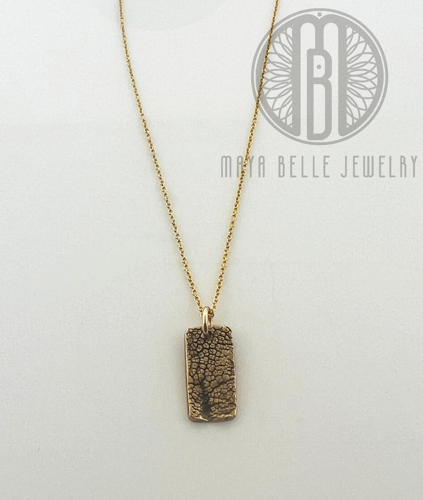 Rectangle bronze and gold dog nose print - Maya Belle Jewelry