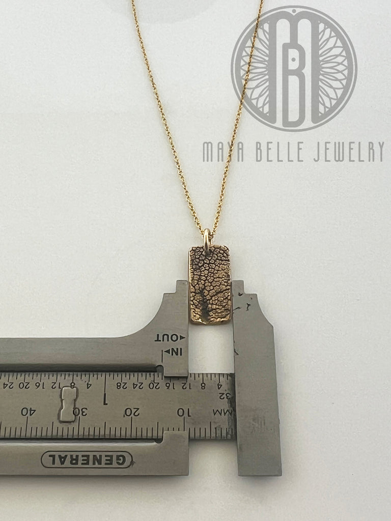 Rectangle bronze and gold dog nose print - Maya Belle Jewelry