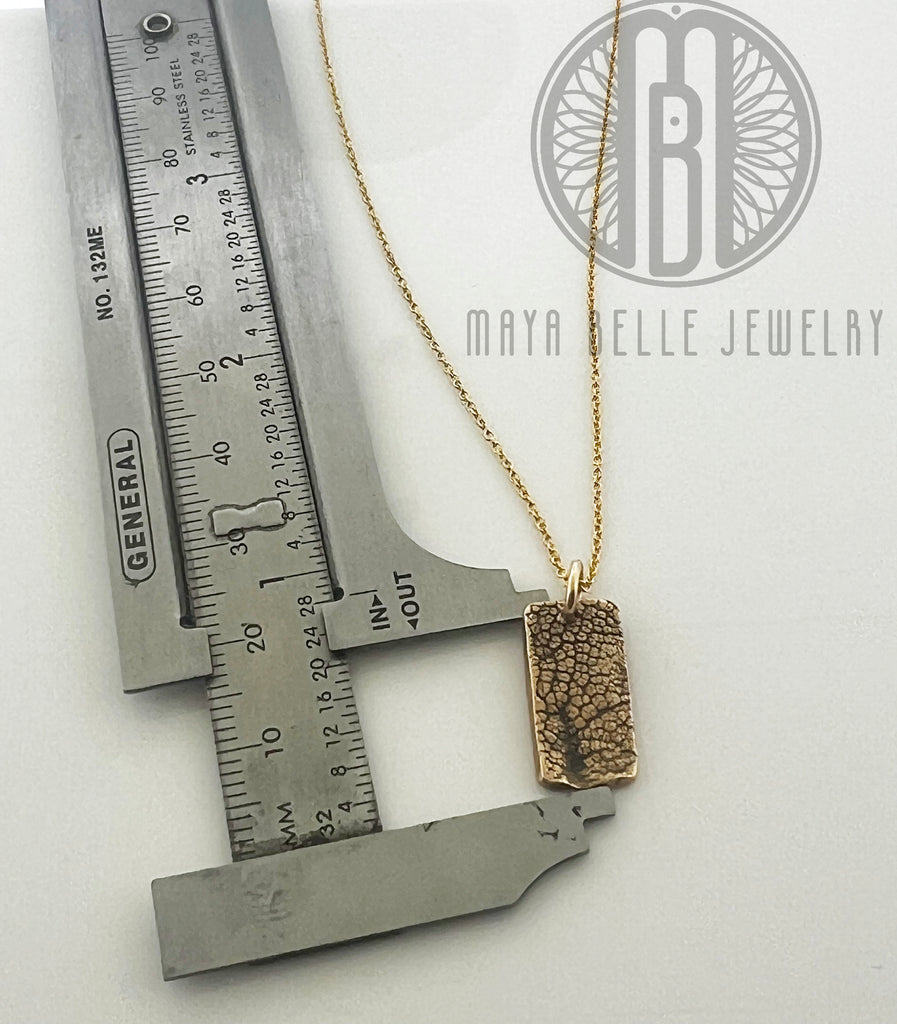 Rectangle bronze and gold dog nose print - Maya Belle Jewelry