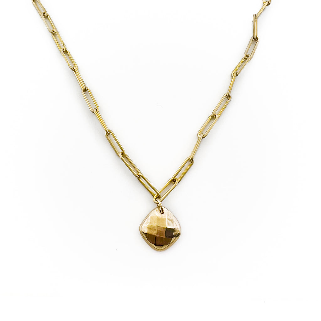 Checkerboard "gemstone" custom fingerprint or handwriting necklace - Maya Belle Jewelry