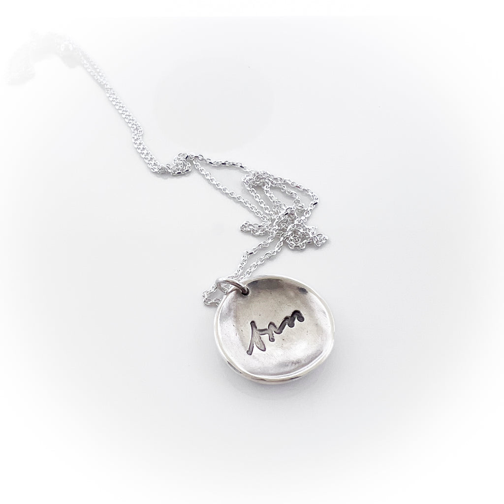 Mandala Necklace with Handwriting or Fingerprint on Back - Maya Belle Jewelry