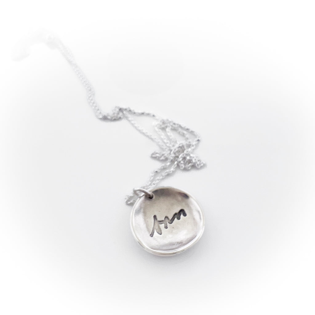 Mandala Necklace with Handwriting or Fingerprint on Back - Maya Belle Jewelry