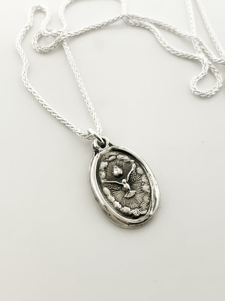 Holy Spirit Medal charm necklace - Maya Belle Jewelry