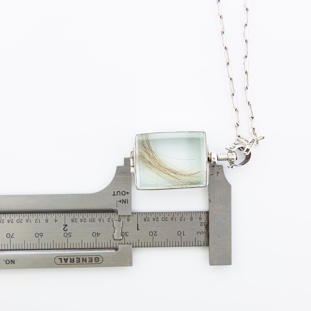 Vintage Glass Locket Necklace – Custom Memorial Jewelry – Charm with Photo, Hair, or Pressed Flower – Paperclip Chain - Maya Belle Jewelry
