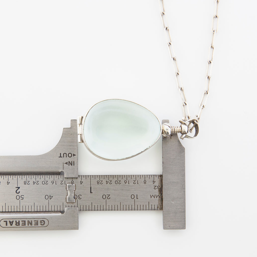 Vintage Glass Locket Necklace – Custom Memorial Jewelry – Charm with Photo, Hair, or Pressed Flower – Paperclip Chain - Maya Belle Jewelry