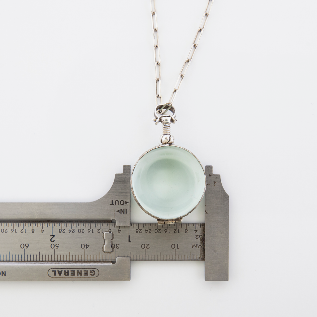 Vintage Glass Locket Necklace – Custom Memorial Jewelry – Charm with Photo, Hair, or Pressed Flower – Paperclip Chain - Maya Belle Jewelry