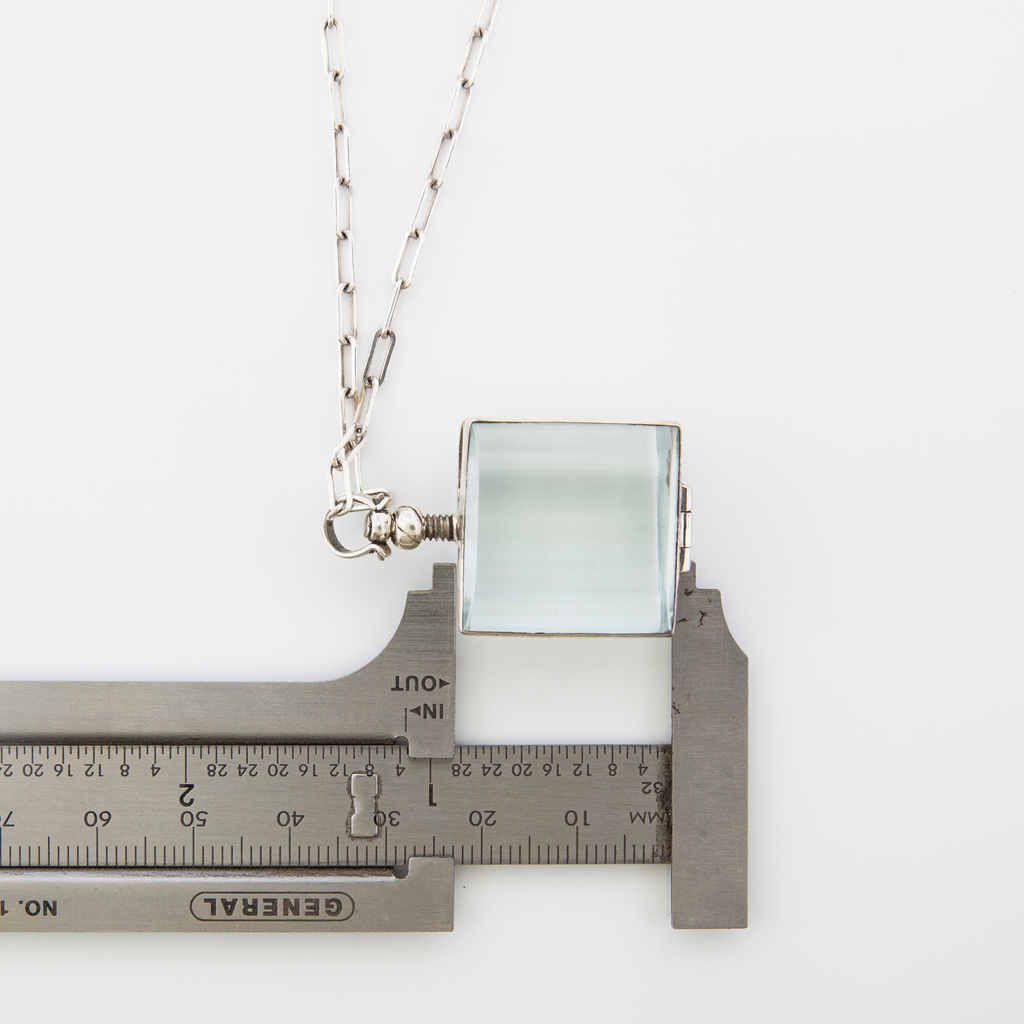 Vintage Glass Locket Necklace – Custom Memorial Jewelry – Charm with Photo, Hair, or Pressed Flower – Paperclip Chain - Maya Belle Jewelry
