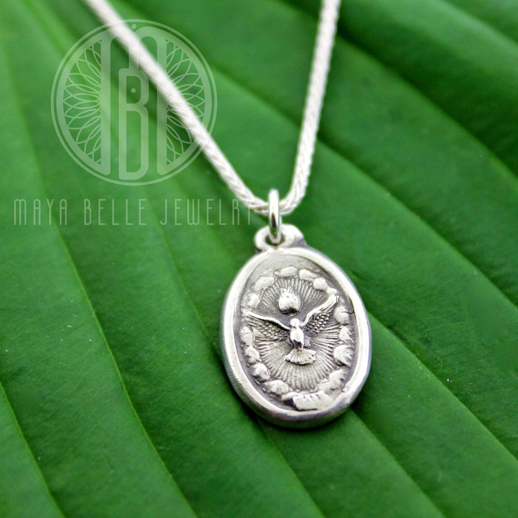 Holy Spirit Medal charm necklace - Maya Belle Jewelry