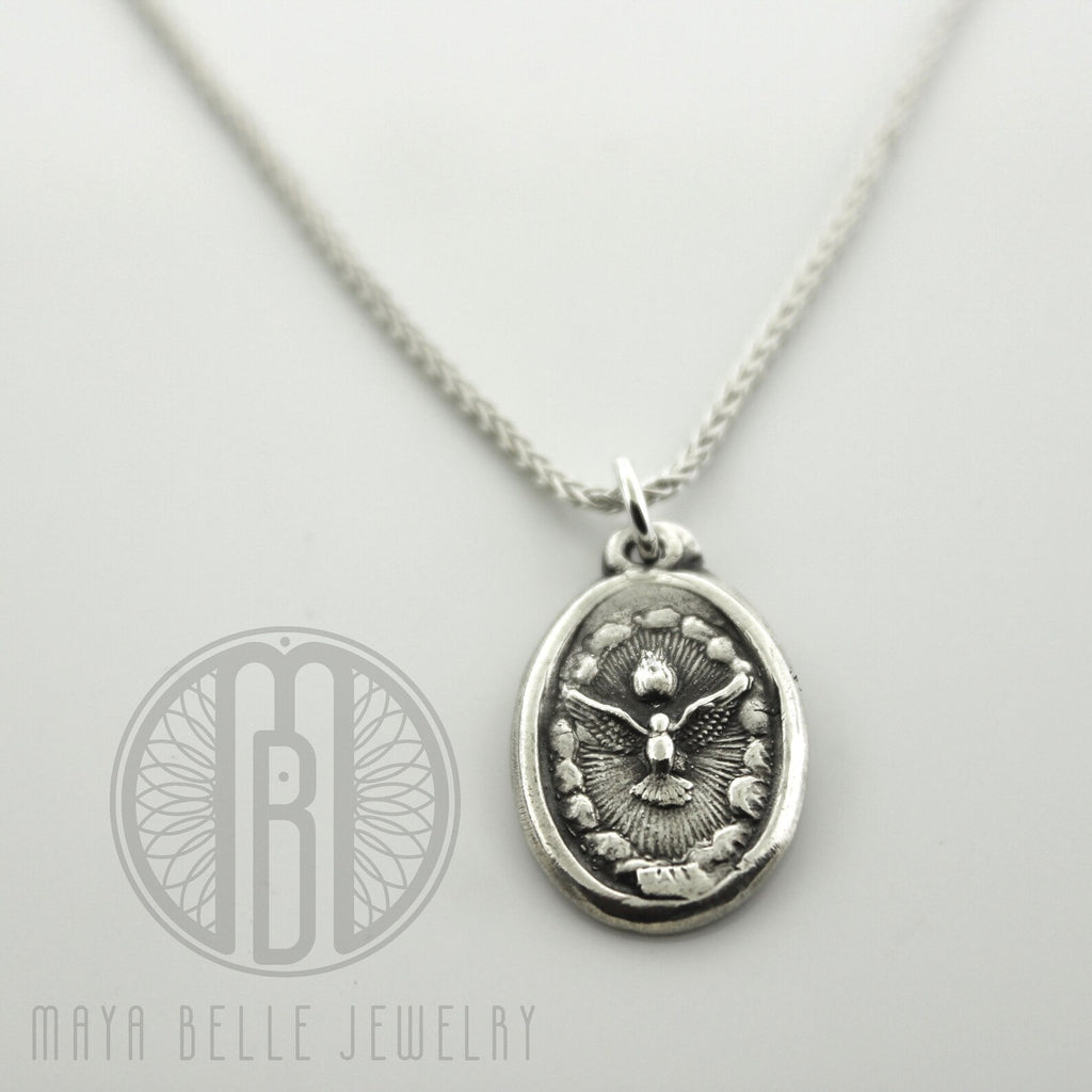 Holy Spirit Medal charm necklace - Maya Belle Jewelry