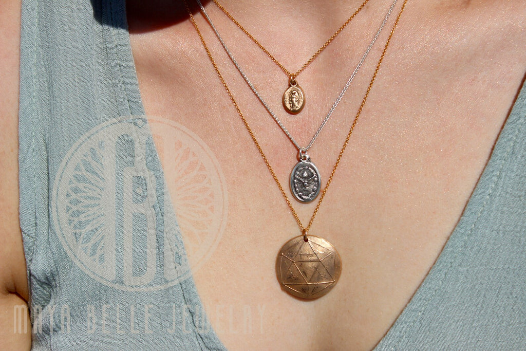 Holy Spirit Medal charm necklace - Maya Belle Jewelry