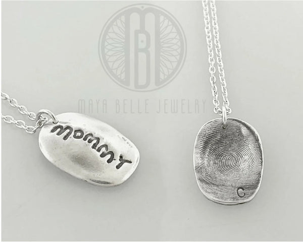 Child's molded fingerprint and handwriting - Maya Belle Jewelry
