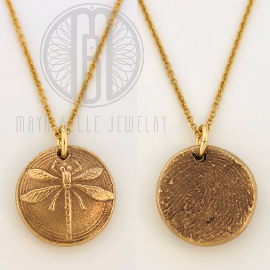 Dragonfly Fingerprint necklace - Maya Belle Jewelry