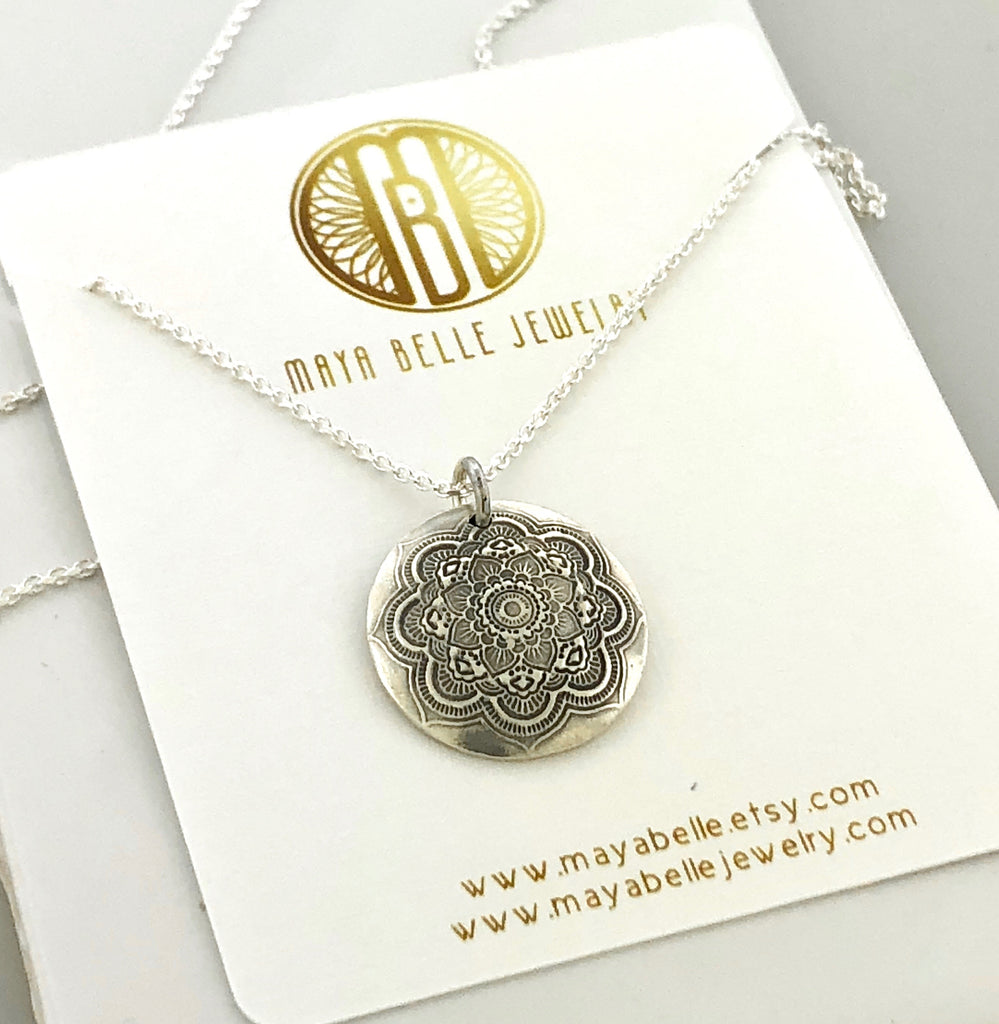 Mandala Necklace with Baby Hand or Footprint - Maya Belle Jewelry