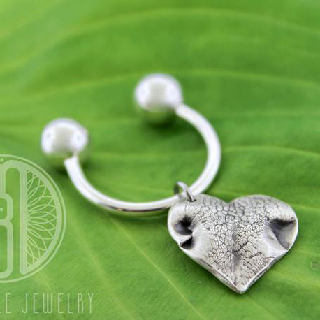 Sterling silver Threaded Keychain customized with pet nose or paw print - Maya Belle Jewelry