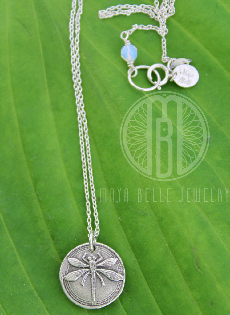 Dragonfly Pendant in Silver or Bronze - Maya Belle Jewelry