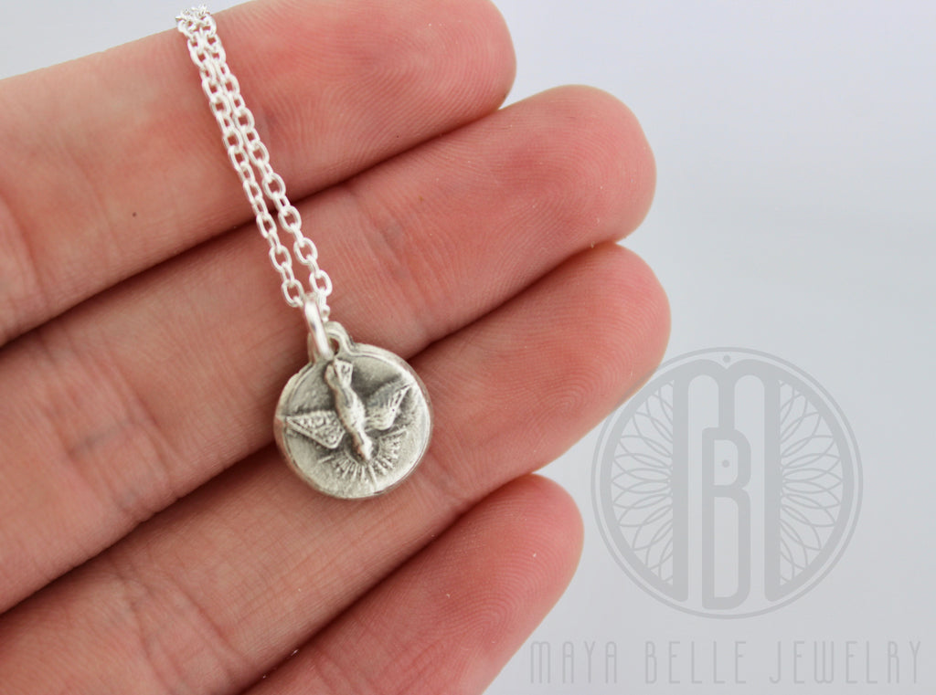 Holy Spirit Necklace In Choice of Silver or Bronze - Maya Belle Jewelry