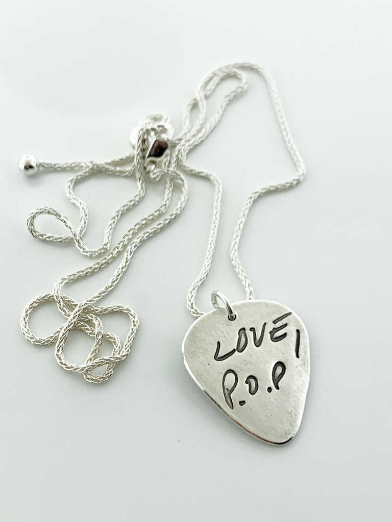 Handwriting guitar pick - Maya Belle Jewelry
