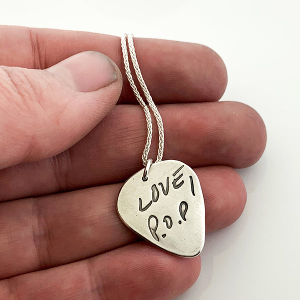 Guitar Pick Fingerprint with Handwriting - Maya Belle Jewelry