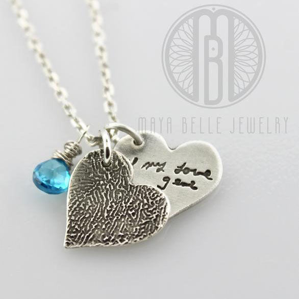 Actual fingerprint and actual handwriting necklace - Maya Belle Jewelry 