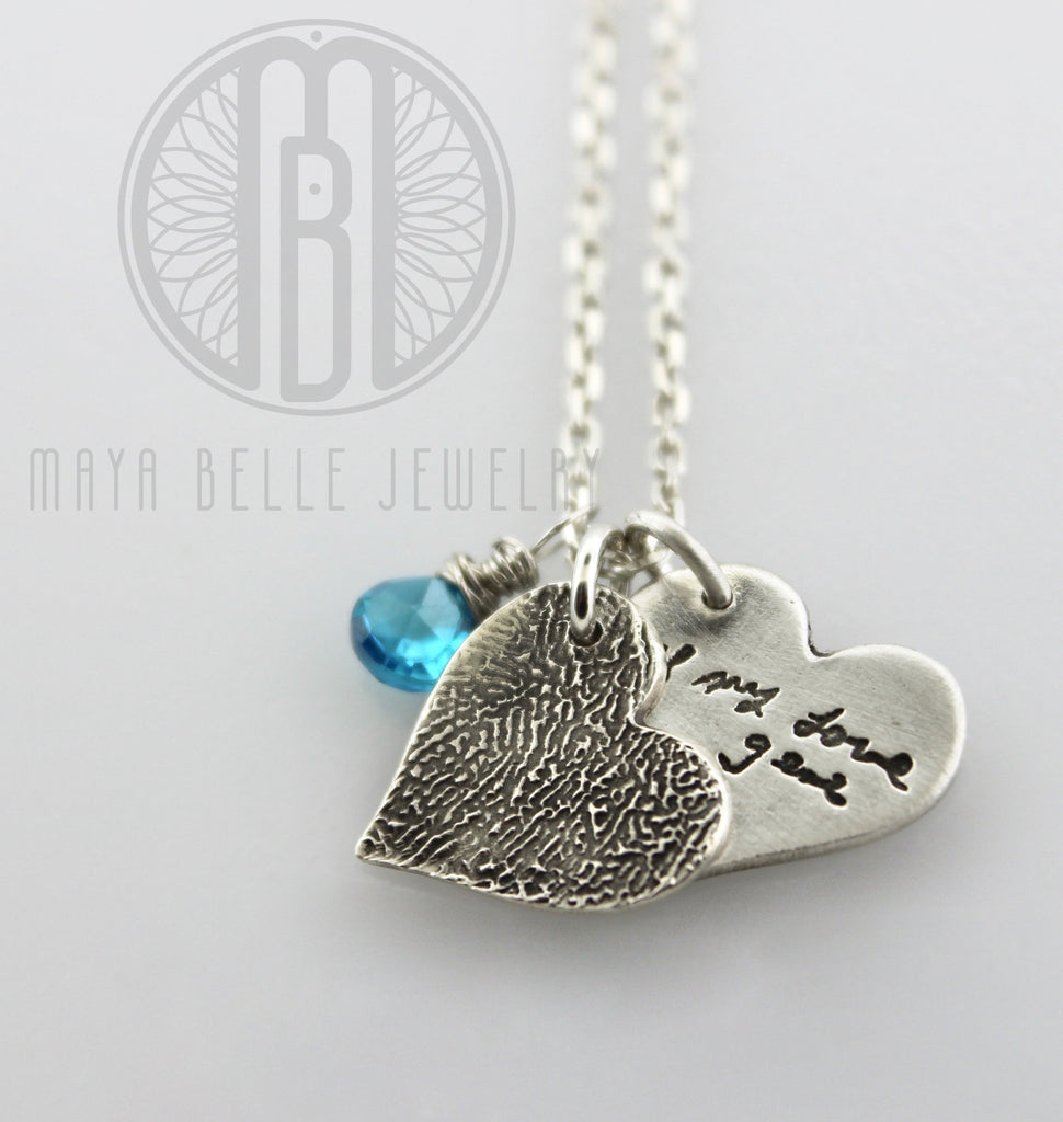 Actual fingerprint and actual handwriting necklace - Maya Belle Jewelry