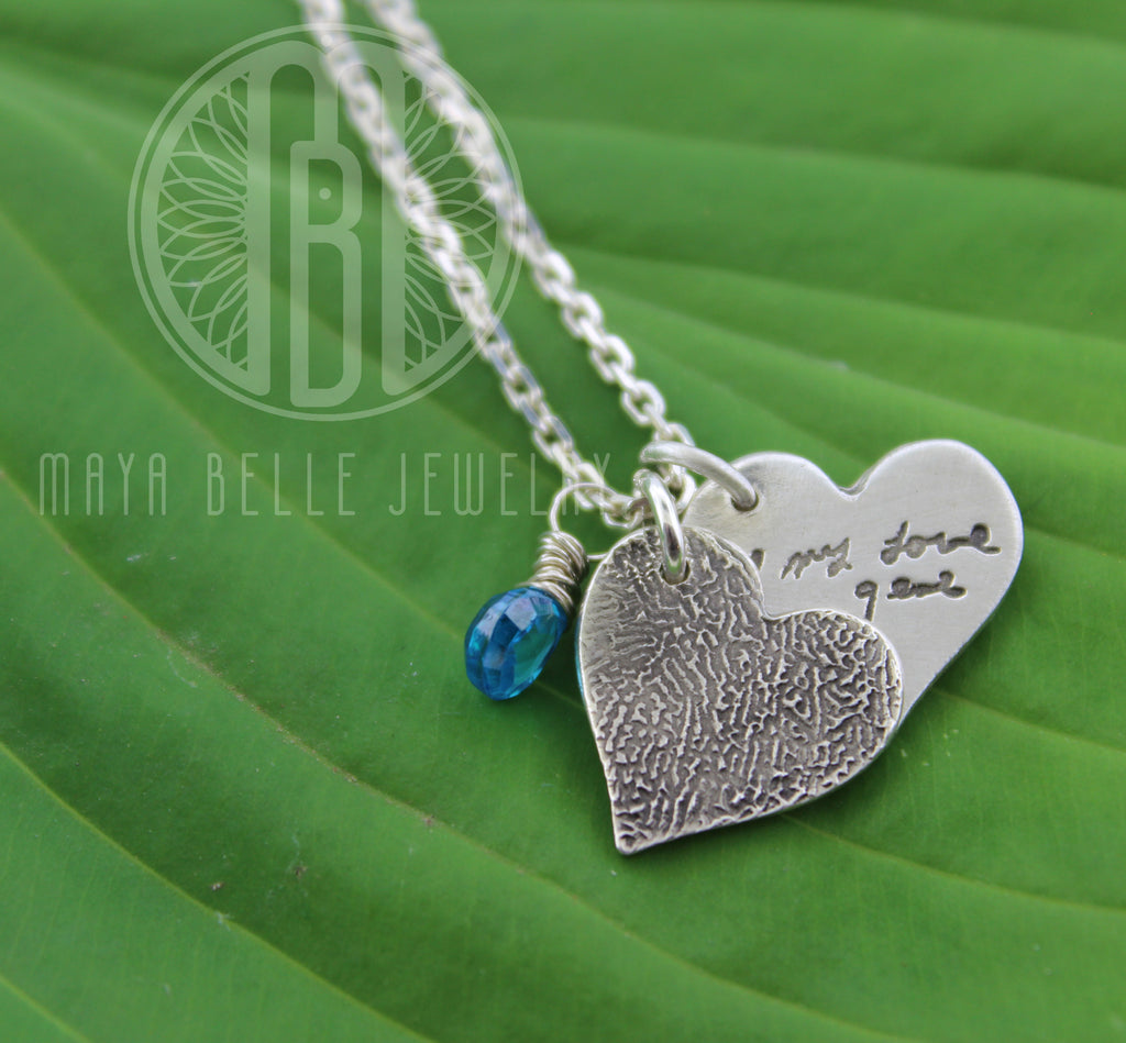 Actual fingerprint and actual handwriting necklace - Maya Belle Jewelry 