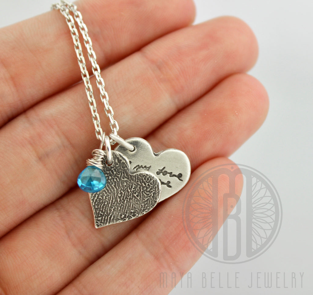 Actual fingerprint and actual handwriting necklace - Maya Belle Jewelry
