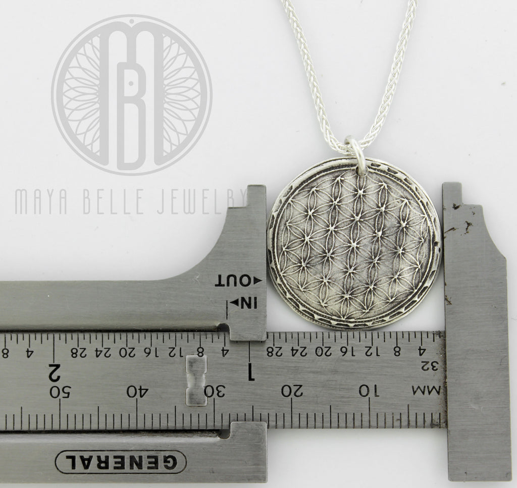 Sacred Geometry: Flower of Life Fingerprint Necklace in Silver or Bronze - Maya Belle Jewelry