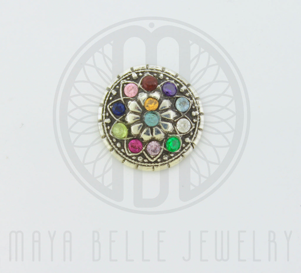 Mandala Fingerprint Necklace with Set Birthstone in Choice of Silver or Bronze - Maya Belle Jewelry