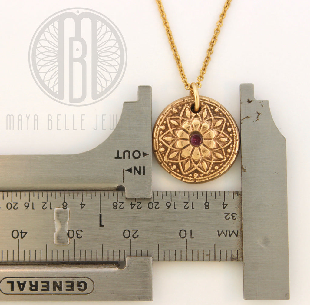 Mandala Fingerprint Necklace with Set Birthstone in Choice of Silver or Bronze - Maya Belle Jewelry
