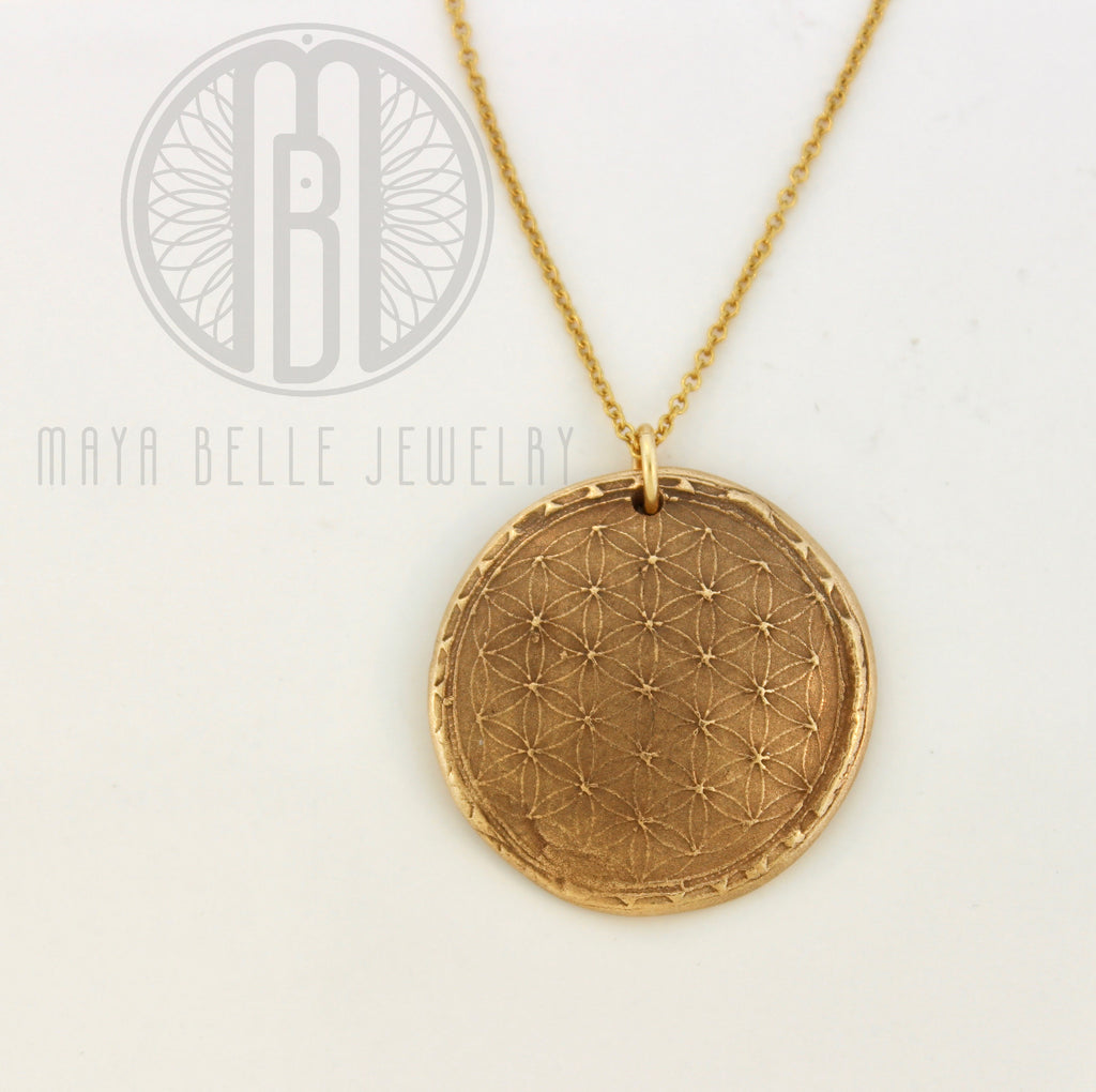 Sacred Geometry: Flower of Life Fingerprint Necklace in Silver or Bronze - Maya Belle Jewelry