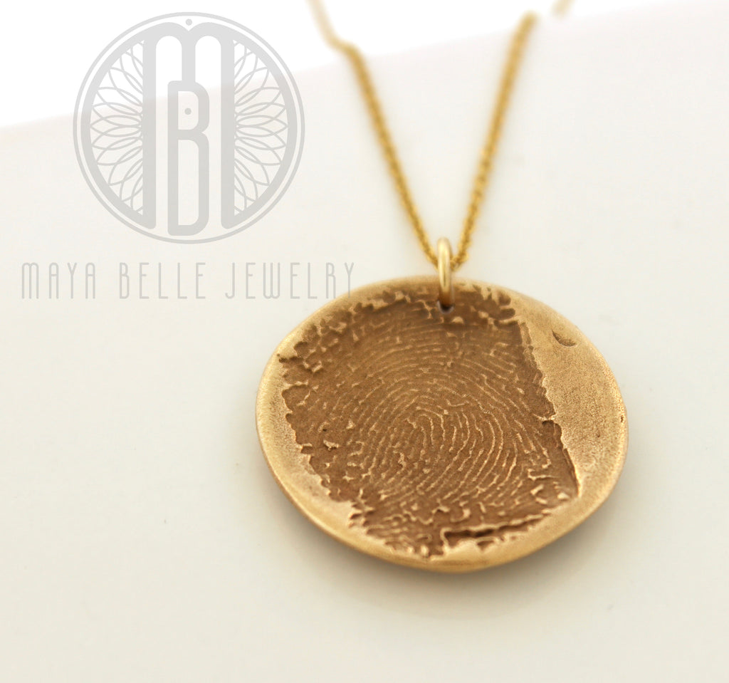 Sacred Geometry: Flower of Life Fingerprint Necklace in Silver or Bronze - Maya Belle Jewelry
