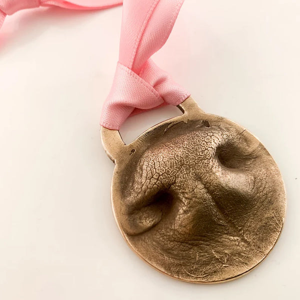 Dog Nose Print Ornament with pink ribbon- Maya Belle Jewelry