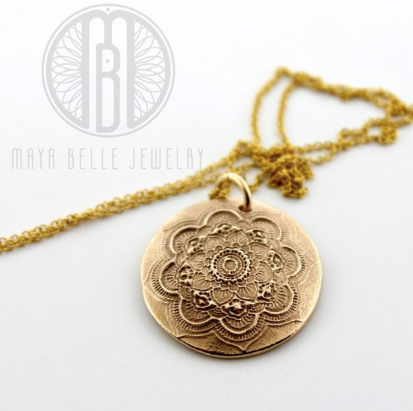 Mandala Necklace with Baby Hand or Footprint - Maya Belle Jewelry