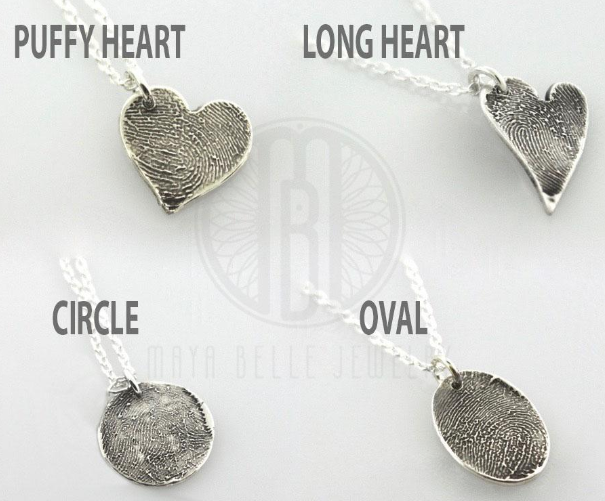 Silver Fingerprint Charm Keychain with Choice of Shape - Maya Belle Jewelry