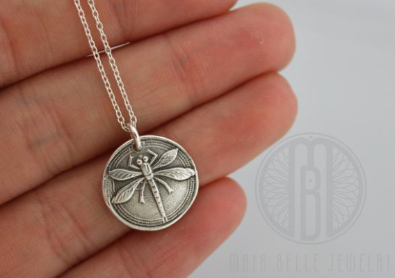 Dragonfly Fingerprint necklace - Maya Belle Jewelry