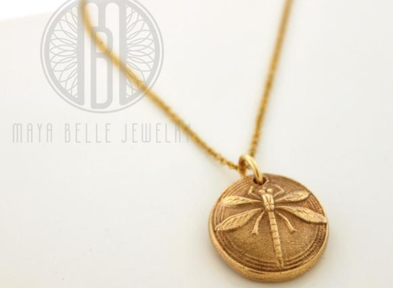 Dragonfly Pendant in Silver or Bronze - Maya Belle Jewelry