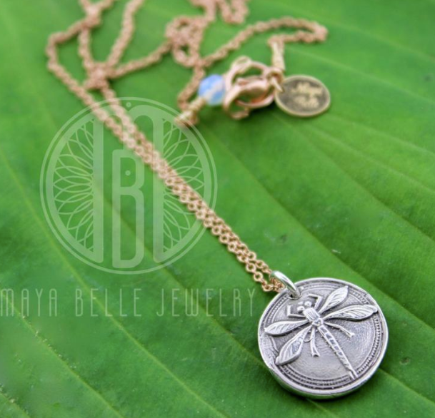Dragonfly Pendant in Silver or Bronze - Maya Belle Jewelry
