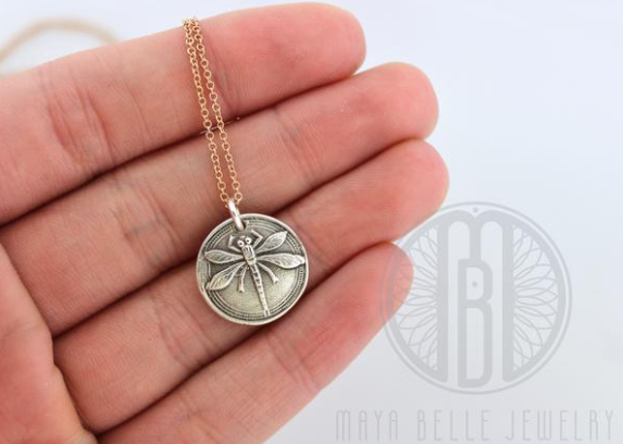 Dragonfly Fingerprint necklace - Maya Belle Jewelry
