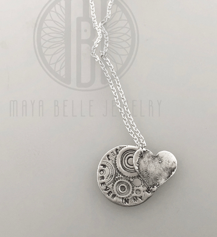 Fingerprint Charm with Personalized Engraving Circle Charm - Maya Belle Jewelry