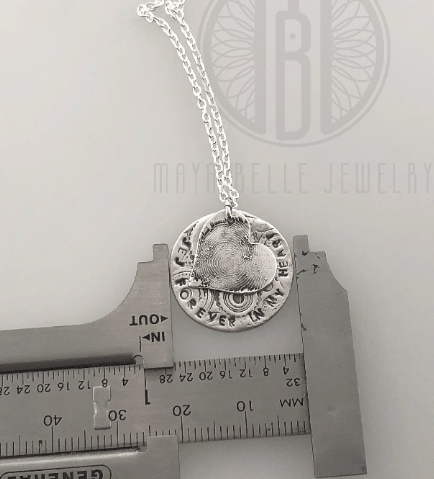 Fingerprint Charm with Personalized Engraving Circle Charm - Maya Belle Jewelry
