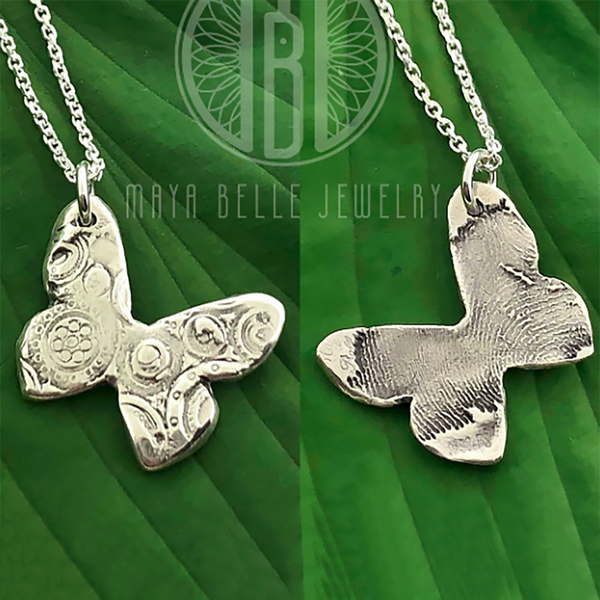 Unique Cirque Butterfly Fingerprint Necklace - Maya Belle Jewelry