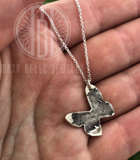Unique Cirque Butterfly Fingerprint Necklace - Maya Belle Jewelry