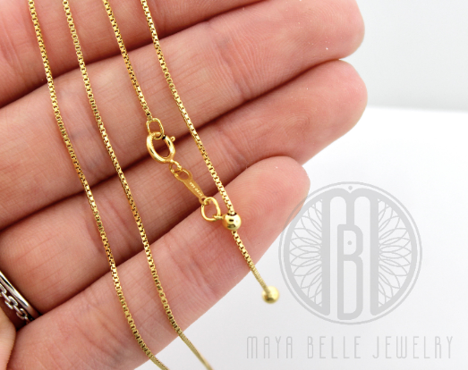 14k GF 22" Adjustable Box Chain - Maya Belle Jewelry